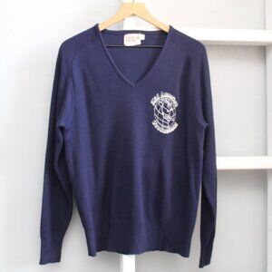 Mid-America Productions Mark Fore VTG Blue V-Neck Pullover Knit Sweater Large